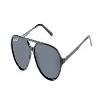 Park Line Polarised sunglass for Men in Black Glass and Black Metal Frame.-thumb3