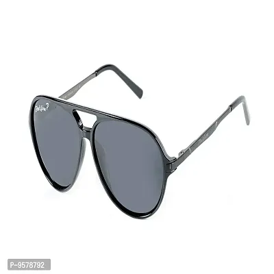 Park Line Polarised sunglass for Men in Black Glass and Black Metal Frame.-thumb4