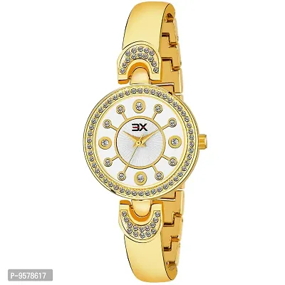 Exotica Fashions Women's Swarovski Crystal Accented Texture Watch with Water Resistance Metal case