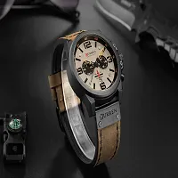 Curren Luxury Leather Quartz Chronograph Analogue Black Brown Men Casual Wrist Watch Sport Watches CR-8314-thumb2