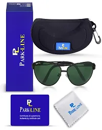 Park Line Polarised, UV Protected sunglass for Boys Green Glass and Black Metal Frame-thumb3