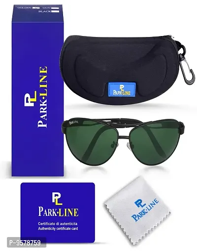 Park Line Polarised, UV Protected sunglass for Boys Green Glass and Black Metal Frame-thumb4