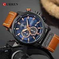 CURREN Analogue Men's Watch (Blue Dial Brown Colored Strap)-thumb3