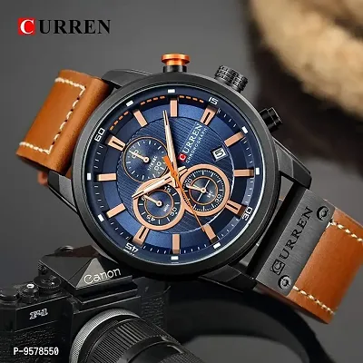 CURREN Analogue Men's Watch (Blue Dial Brown Colored Strap)-thumb4