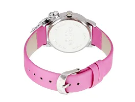 Exotica Fashions Ladies Watch with Water Resistance PNP case with Diamond Studed on Dial and Fuschia Leather Band-thumb2