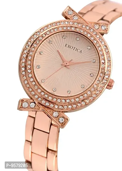 Exotica Fashions Women's Swarovski Crystal Accented Texture Watch with Water Resistance Metal case-thumb2