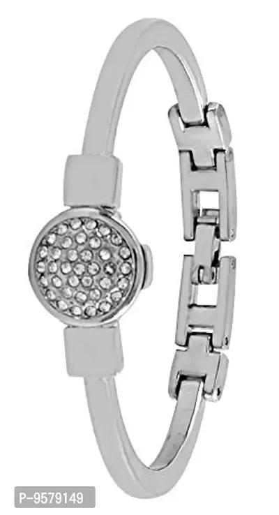 Exotica Fashions Women's  Swarovski Crystal Accented Black and Silver-Tone Bangle Watch and Bracelet Set-thumb5