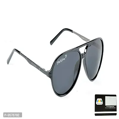 Park Line Polarised sunglass for Men in Black Glass and Black Metal Frame.-thumb2