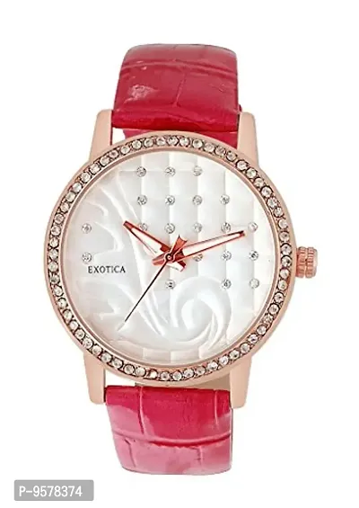 Exotica Fashions Analogue White Dial Women's Watch -EFL-702-Fuschia