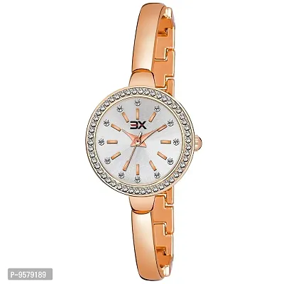 Exotica Fashions Women's Swarovski Crystal Accented Texture Watch with Water Resistance Metal case