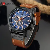 CURREN Analogue Men's Watch (Blue Dial Brown Colored Strap)-thumb2