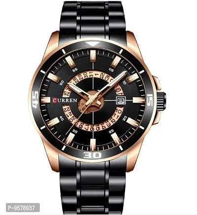 CURREN Quartz Chronograph Analogue Blue Men wrist watch CR-8359-Rose Gold Black