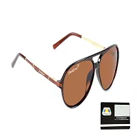 Park Line Polarised sunglass for Boys in Brown Glass and Brown Metal Frame-thumb1