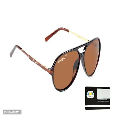 Park Line Polarised sunglass for Boys in Brown Glass and Brown Metal Frame-thumb2