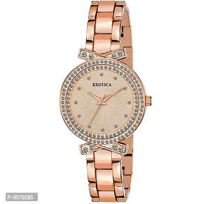 Exotica Fashions Women's Swarovski Crystal Accented Texture Watch with Water Resistance Metal case-thumb0