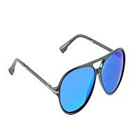 Park Line Polarised sunglass for Boys In Blue Glass and Black Metal Frame.-thumb2