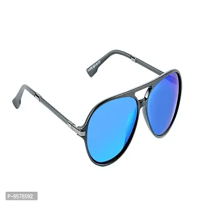 Park Line Polarised sunglass for Boys In Blue Glass and Black Metal Frame.-thumb3