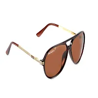 Park Line Stylish Polarised sunglass for Boys in brown Glass and Brown Metal Frame.-thumb2