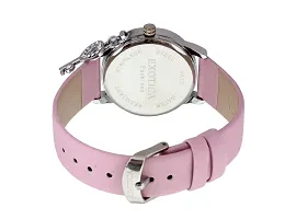 Exotica Fashions Ladies Watch with Water Resistance PNP case with Diamond Studed on Dial and Pink Leather Band-thumb1