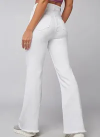 Women Bell Bottom White Denim Jeans-thumb1