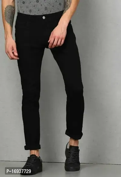 Star4well Men Black Slim Fit Jeans-thumb0