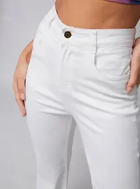 Women Bell Bottom White Denim Jeans-thumb3