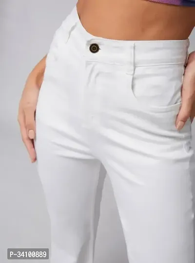 Women Bell Bottom White Denim Jeans-thumb5