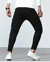 Star4well Men Printed Slim Fit Black Jeans-thumb1