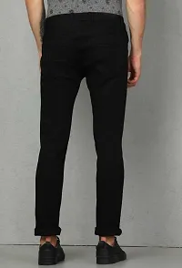 Star4well Men Knee Cut Black Printed Jeans-thumb1