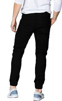 Star4well Men Printed Knee Cut Black Slim Fit Jeans-thumb1