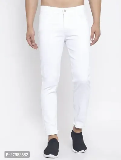 Star4well Men Slim Fit White Denim Jeans