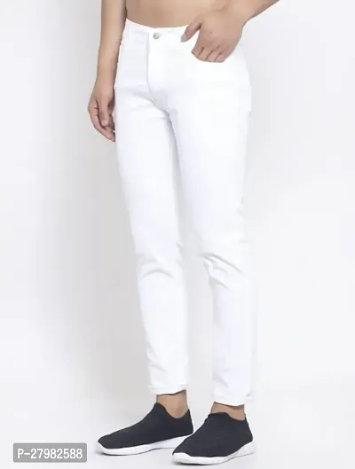 Star4well Men Slim Fit White Denim Jeans