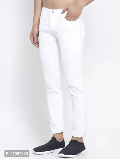 Star4well Men Slim Fit White Denim Jeans-thumb0