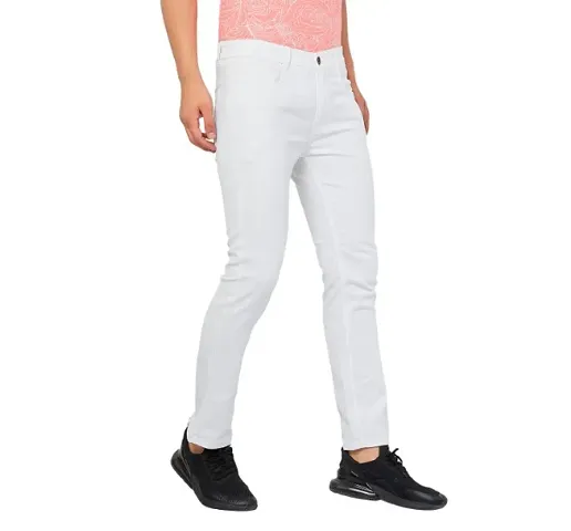 Star4well Men Slim Fit White Denim Jeans