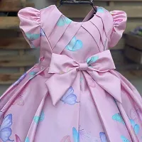 SARAHA Designer Pink Butterfly Frock Baby Girl?s Tutu Style Keen Length Dress/Frock for Kids Girls (4-5 Years)-thumb4