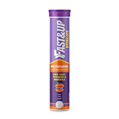 FastUp Vitalize - Immunity Essential Multivitamin For Men  Women (20 Effervescent Tablets - Orange Flavor) - 21 Vital Vitamins  Minerals with Vitamin C, D  Zinc For Daily Health  Immunity