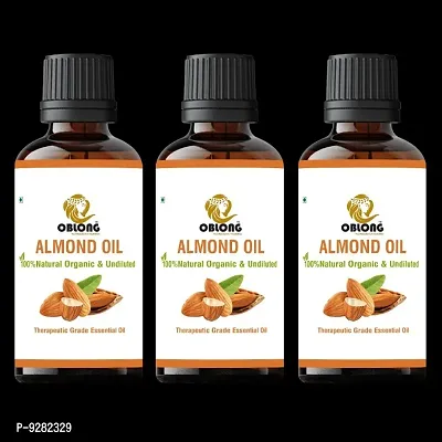 OBLONG PURE NATURAL AND ORGANIC COLD PRESSED ALMOND ESSENTIAL OIL 10 ML PACK OF 3