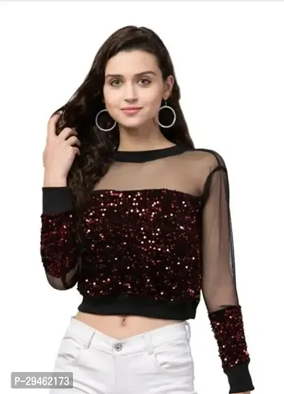 Stylish Net Sequence Sparkle Tops