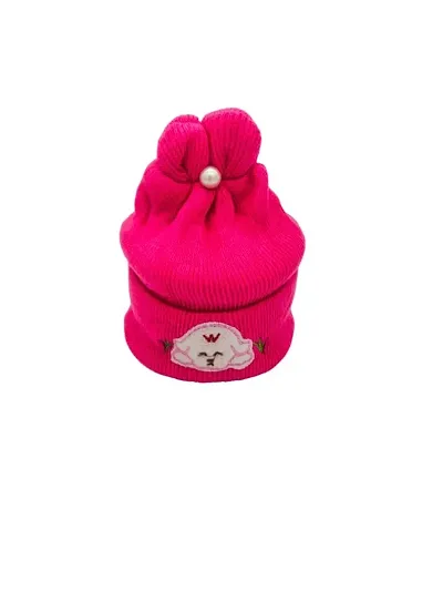 New Born Baby Winter Dark Pink Cap
