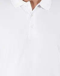 Elegant White Cotton Solid Polos For Men-thumb4