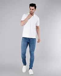 Elegant White Cotton Solid Polos For Men-thumb1