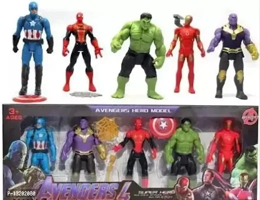 Avengers Endgame Action Figure Of 5 Super Heroes Captain America , Iron Man , Spiderman , Hulk And Thanos Action Figure-thumb0