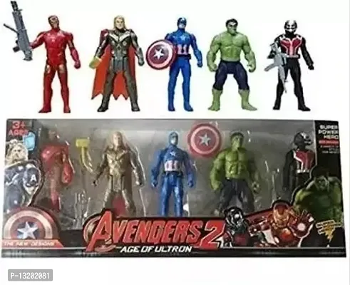 Ooom Avengers Endgame Action Figure Of 5 Super Heroes Captain America, Hulk, Thor, Iron Man And Ant Man (Multicolor)