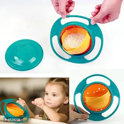 Plastic Solid 360 Degree Rotation Spill Proof Gyro Feeding Magic Baby Food Bowl with Lid for Toddlers | No Mesh BPA-Free-thumb0
