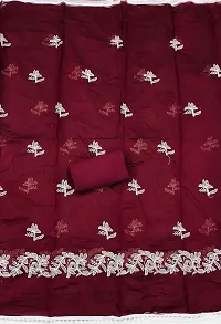 Elegant Maroon Cotton Embroidered Dress Material with Dupatta For Women-thumb3