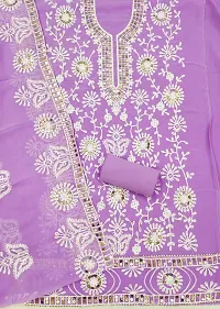 Highonclothes Violet Faux Georgette Embroidered Dress Material (Unstitched)-thumb1
