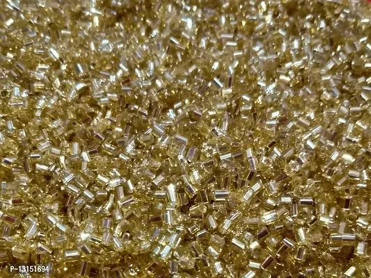 Dulhan Plaza, Golden cutdana Beads Glass Seed Pipe Jewellery Making Beading Art Craft Embroidery Material (200 Grams)