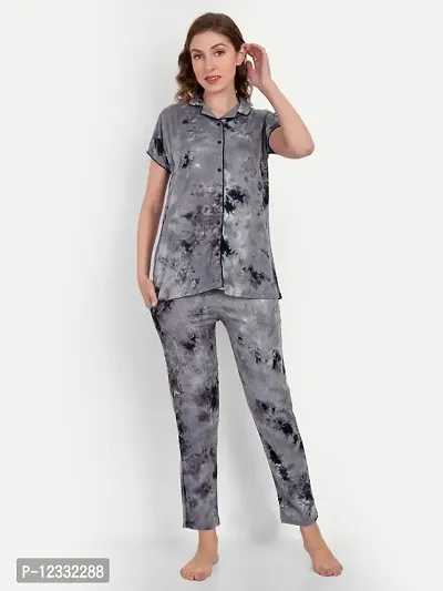 Classic Printed Night Wear Top  Pyjama Set for Women-thumb0