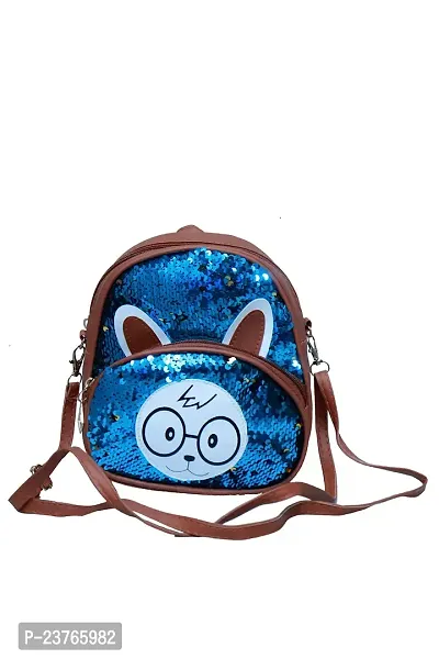 aaifa Girls Sling Sequin Mini Backpack || Backpacks for Girls ||Blue Glitter Daypack Small Bag| Backpack Crossbody Shoulder Bag for Kids girls-thumb0