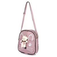 aaifa Sling Bag with Teddy keychain for Women Girls, Western  Ladies Purse, Made with Durable Vegan Leather Material with Shoulder, Cat Printed Cross Body Bag, Mini Handbag (Light Purple)-thumb2